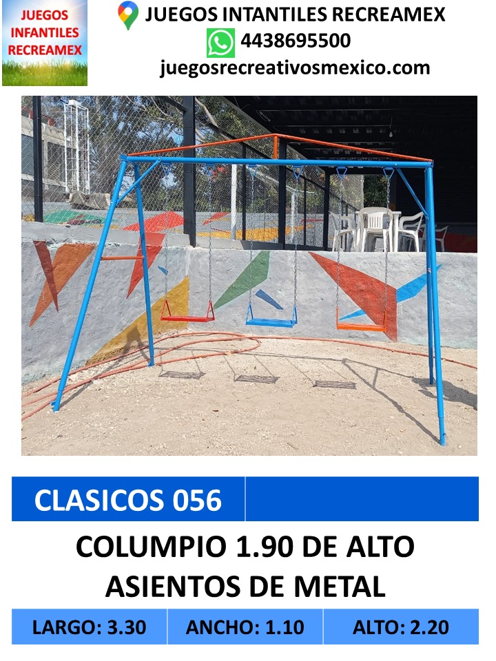 columpio 3 asientos de metal con 1.90m de alto